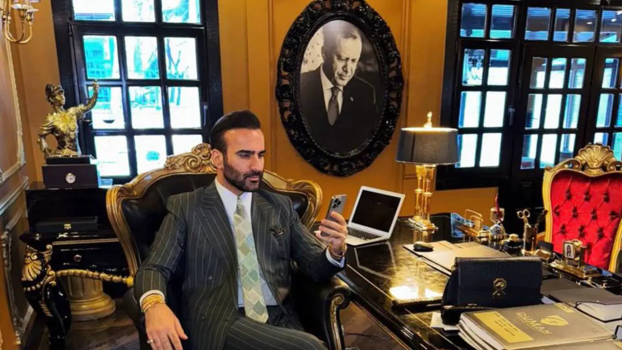 Altın varaklı odasındaki Erdoğan fotoğrafıyla paylaşım yapmıştı