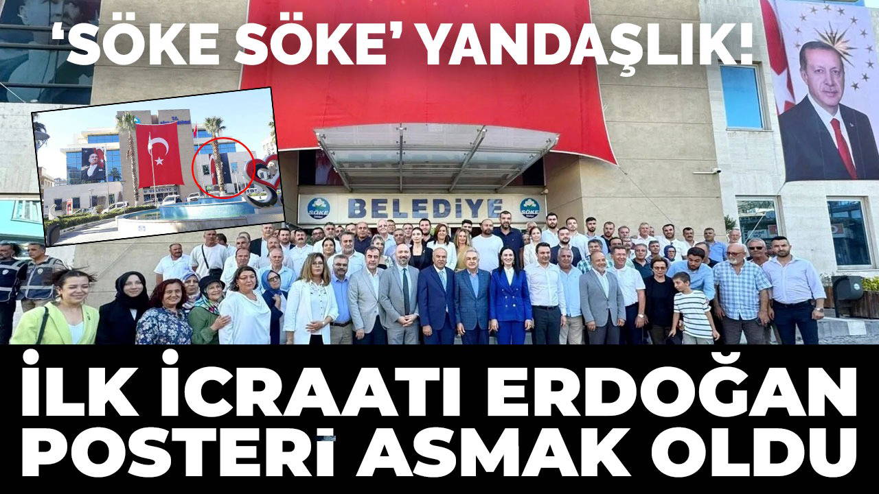 Belediye binasına Erdoğan posteri astı!