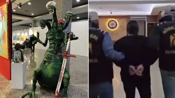 O heykel gericileri kızdırdı: 2 gözaltı