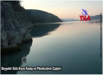 Beyşehir Gölü Kıyısı Kamp ve Piknikçilerin Çöpleri
