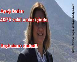 Ayağı kırılan AKP'li vekil acılar içinde Başbakan'ı dinledi!