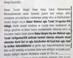 Dersim katliamına ilişkin 38 tarihli mahkeme kararı ortaya çıktı