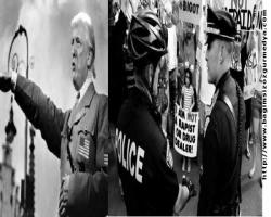 Batı kolu savaş lideri ABD'nin Hitler bozuntusu Trump’a taşlı şişeli protesto